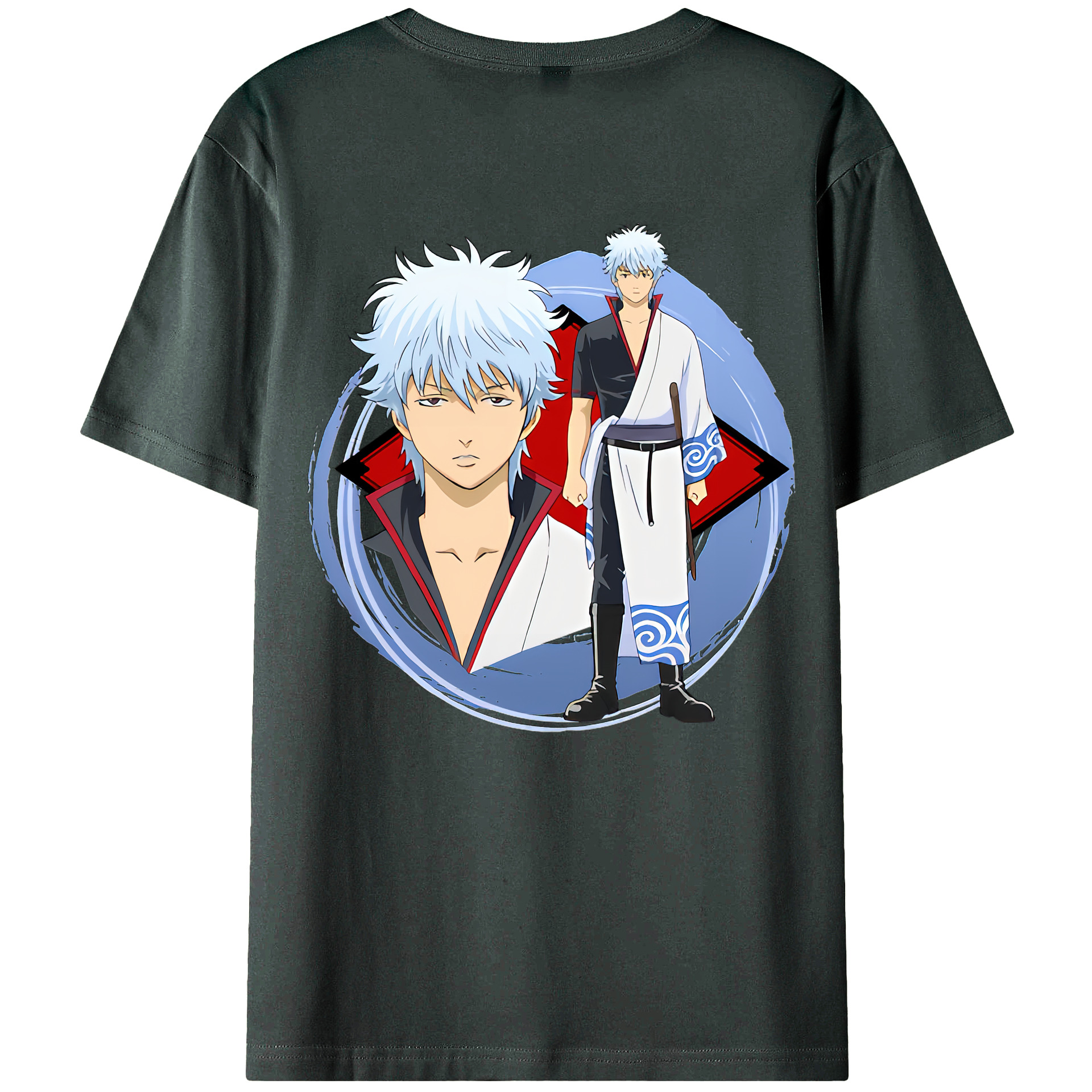 （画像用） ぎんたま 坂田銀時（さかたぎんとき） 神楽 志村新八（しむら しんぱち） GINTAMA Sakata Gintoki Kagura Shimura Shinpachi 綿100％ メンズ半袖Tシャツ（バックプリント） 通気性